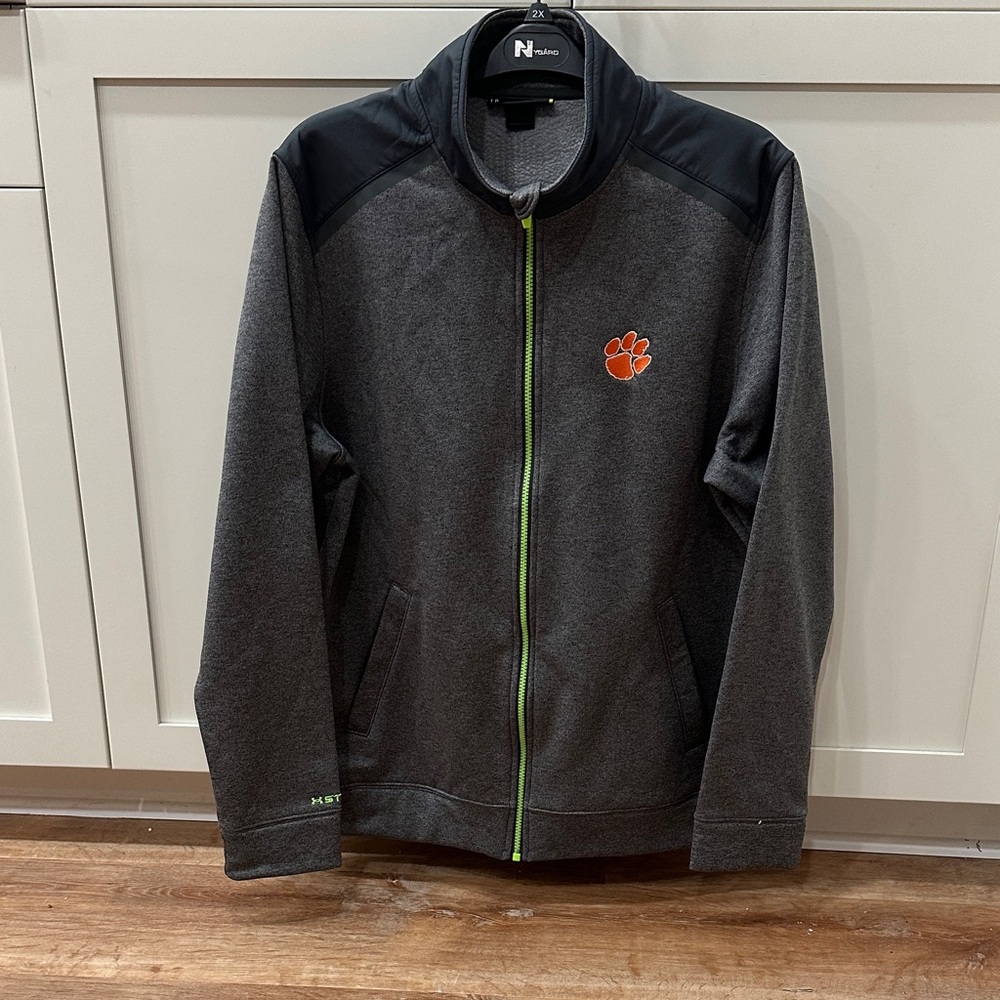 Men's Gray Under Armour Clemson Jacket with green zipper